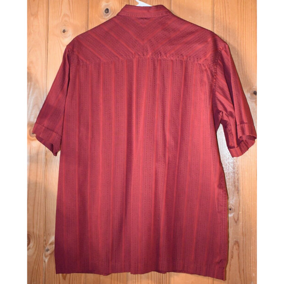CRAZY HORSE Button up Shirt Men's Large Red with Vertical Thread Details Cowboy - Picture 4 of 6